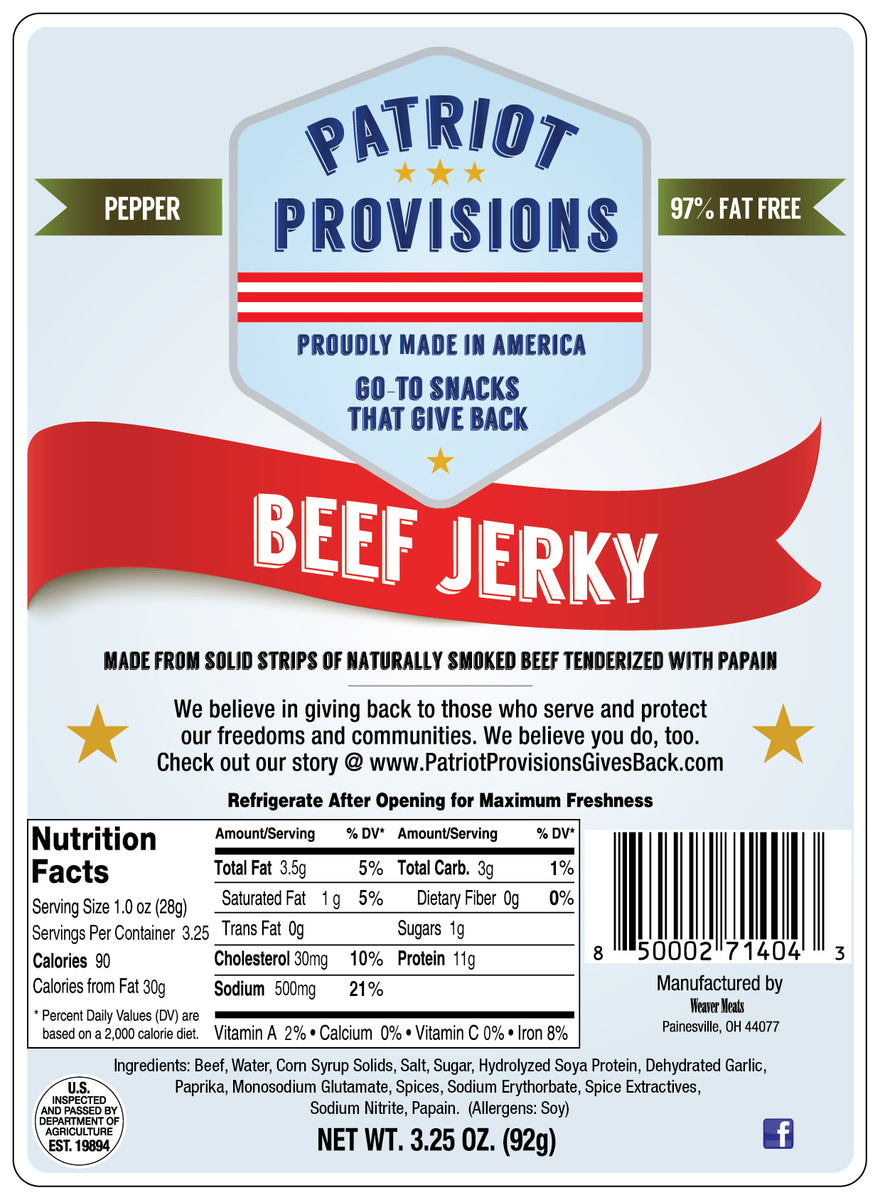 Beef Jerky — PEPPER Patriot Provisions Gives Back